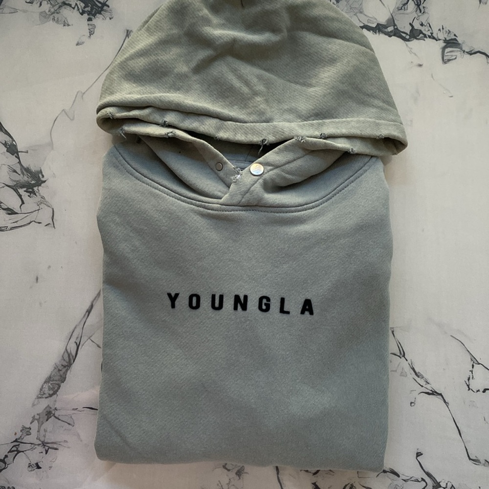 YoungLA Men's Light Gray Hoodie  medium